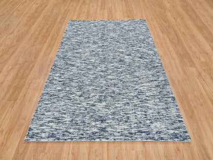 Blue 6'1" x 9'1" Modern and Contemporary Handloom Wool Rug - Sku: O065250