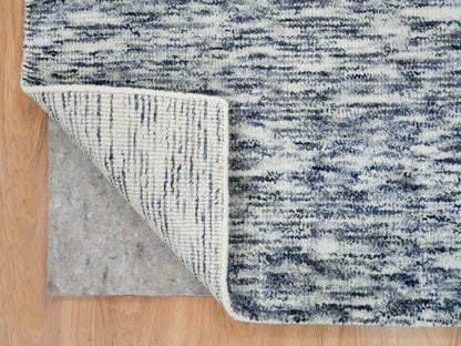 Blue 6'1" x 9'1" Modern and Contemporary Handloom Wool Rug - Sku: O065250