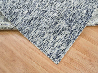 Blue 6'1" x 9'1" Modern and Contemporary Handloom Wool Rug - Sku: O065250