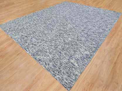Blue 12'2" x 15'0" Modern and Contemporary Handloom Wool Rug - Sku: O065251