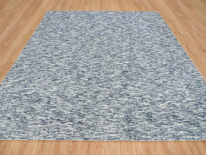 Blue 12'0" x 12'0" Modern and Contemporary Handloom Wool Rug - Sku: O065252