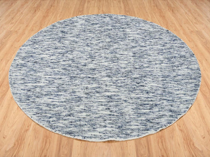 Blue 5'10" x 5'10" Modern and Contemporary Handloom Wool Rug - Sku: O065253