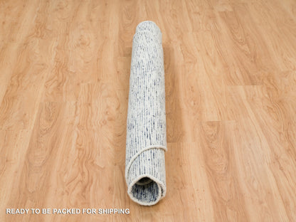 Blue 6'0" x 6'0" Modern and Contemporary Handloom Wool Rug - Sku: O065254