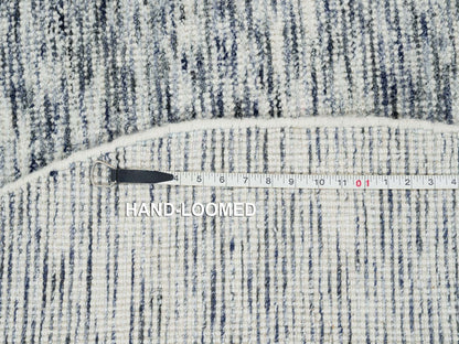 Blue 6'0" x 6'0" Modern and Contemporary Handloom Wool Rug - Sku: O065254