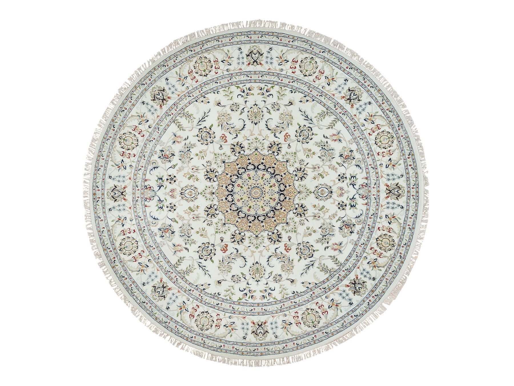 Nain Fine Oriental hand-knotted wool rug in Ivory, 7'10" x 7'10" — SKU O065298