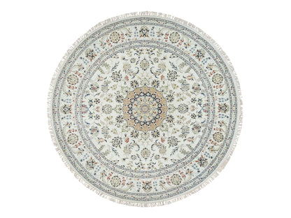 Nain Fine Oriental hand-knotted wool rug in Ivory, 7'10" x 7'10" — SKU O065298