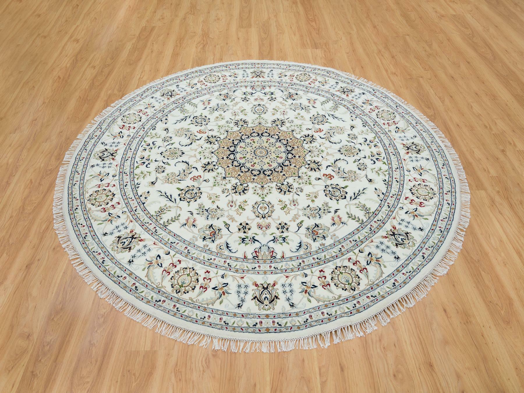 Nain Fine Oriental hand-knotted wool rug in Ivory, 7'10" x 7'10" — SKU O065298 (view 2)