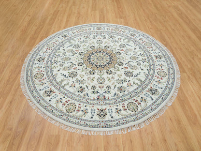 Nain Fine Oriental hand-knotted wool rug in Ivory, 7'10" x 7'10" — SKU O065298 (view 2)