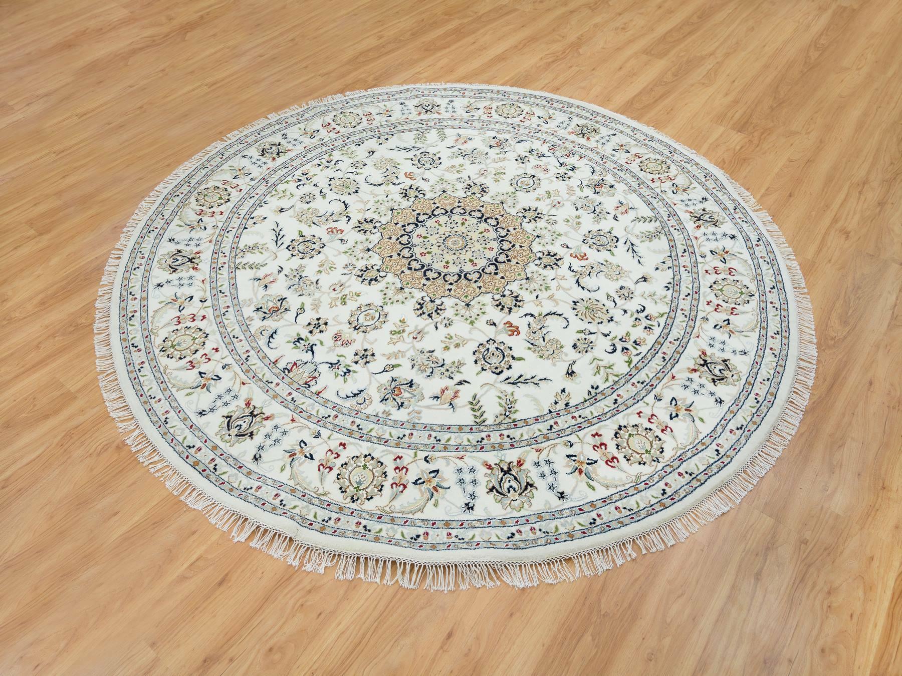 Nain Fine Oriental hand-knotted wool rug in Ivory, 7'10" x 7'10" — SKU O065298 (view 3)