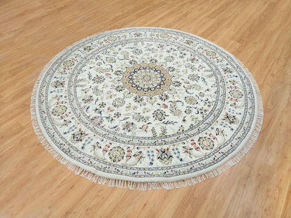 Nain Fine Oriental hand-knotted wool rug in Ivory, 7'10" x 7'10" — SKU O065298 (view 3)