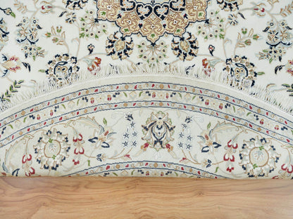 Ivory 7'10" x 7'10" Fine Oriental Hand knotted Wool Rug - Sku: O065298