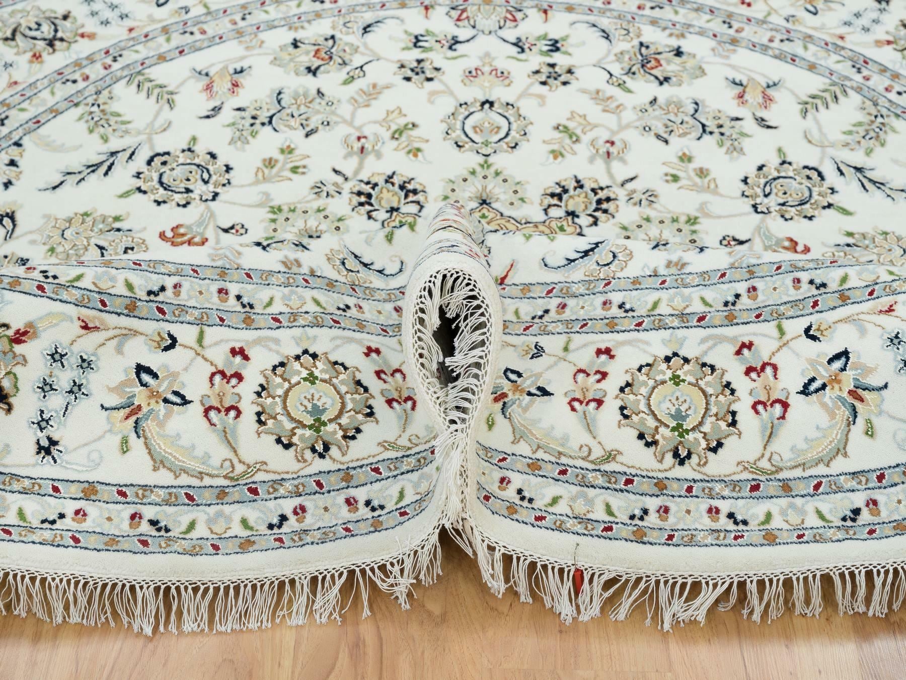 Nain Fine Oriental hand-knotted wool rug in Ivory, 7'10" x 7'10" — SKU O065298 (view 5)