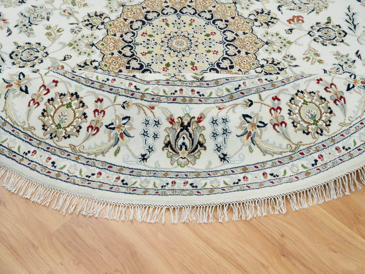 Nain Fine Oriental hand-knotted wool rug in Ivory, 7'10" x 7'10" — SKU O065298 (view 6)