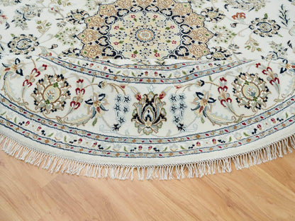 Nain Fine Oriental hand-knotted wool rug in Ivory, 7'10" x 7'10" — SKU O065298 (view 6)