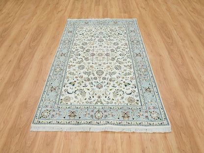 Nain Fine Oriental hand-knotted wool rug in Ivory & Light Blue, 5' x 8' — SKU O065302 (view 2)