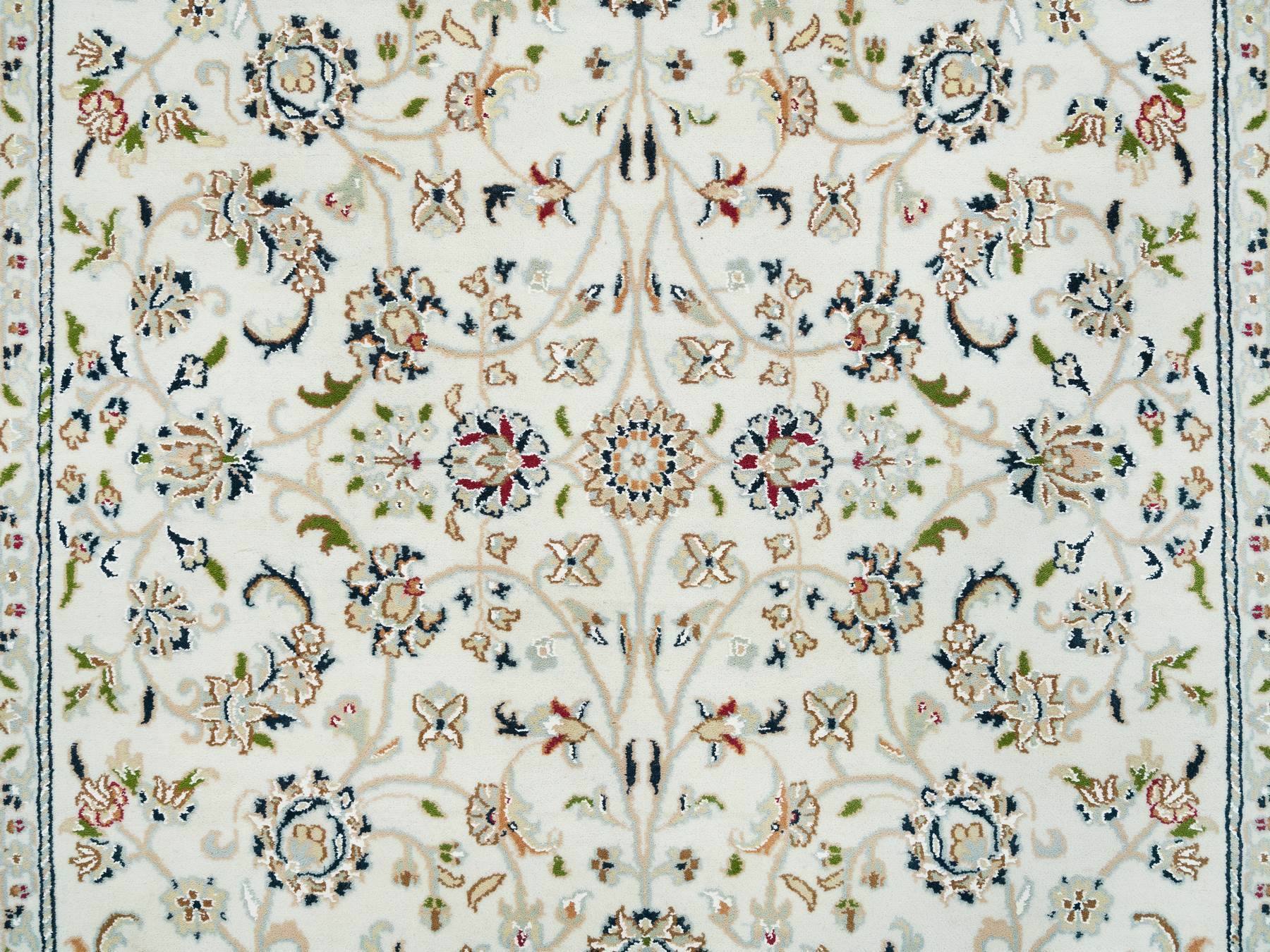 Nain Fine Oriental hand-knotted wool rug in Ivory & Light Blue, 5' x 8' — SKU O065302 (view 5)