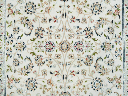 Nain Fine Oriental hand-knotted wool rug in Ivory & Light Blue, 5' x 8' — SKU O065302 (view 5)
