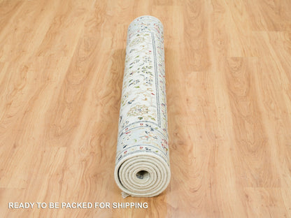 Nain Fine Oriental hand-knotted wool rug in Ivory & Light Blue, 5' x 8' — SKU O065302 (view 6)