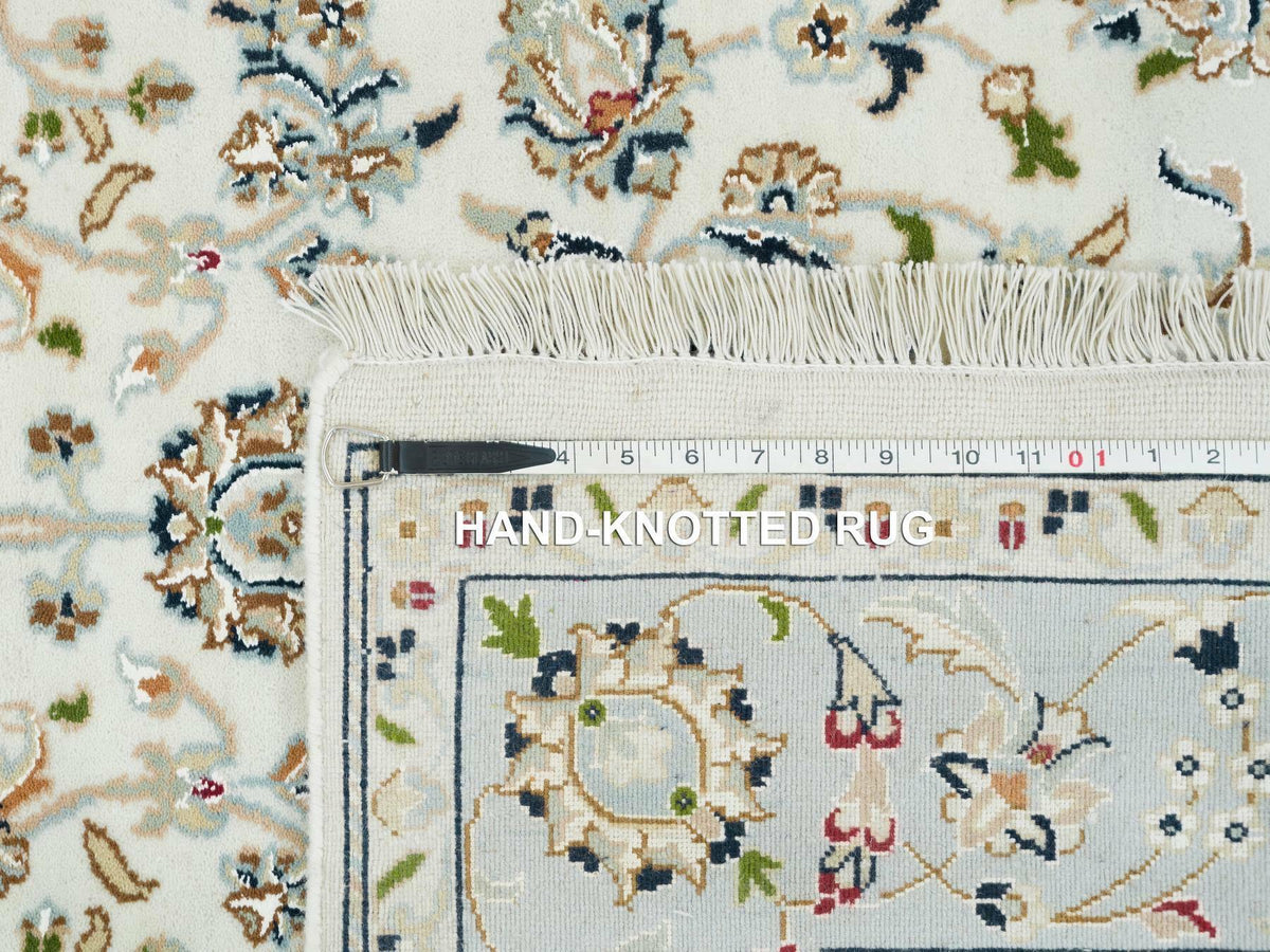 Nain Fine Oriental hand-knotted wool rug in Ivory & Light Blue, 5' x 8' — SKU O065302 (view 8)