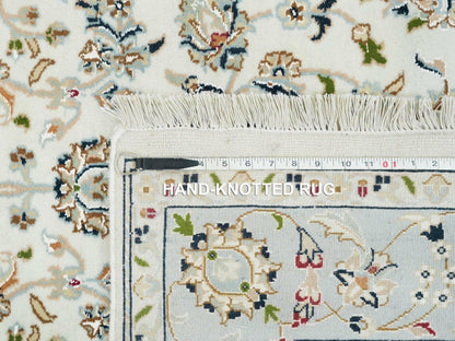 Nain Fine Oriental hand-knotted wool rug in Ivory & Light Blue, 5' x 8' — SKU O065302 (view 8)