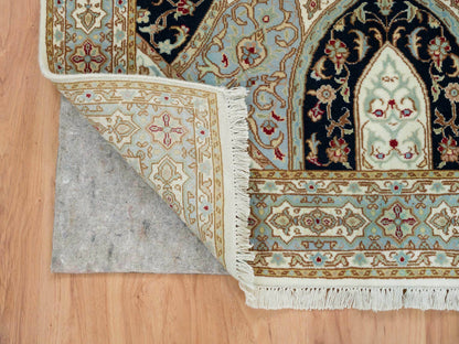Nain Fine Oriental hand-knotted wool rug in Ivory & Light Blue, 4' x 6'1" — SKU O065308 (view 3)