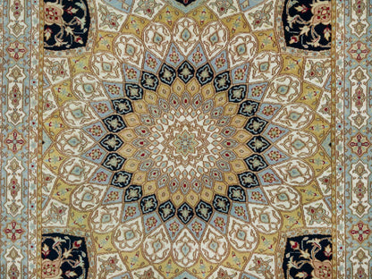 Nain Fine Oriental hand-knotted wool rug in Ivory & Light Blue, 4' x 6'1" — SKU O065308 (view 5)
