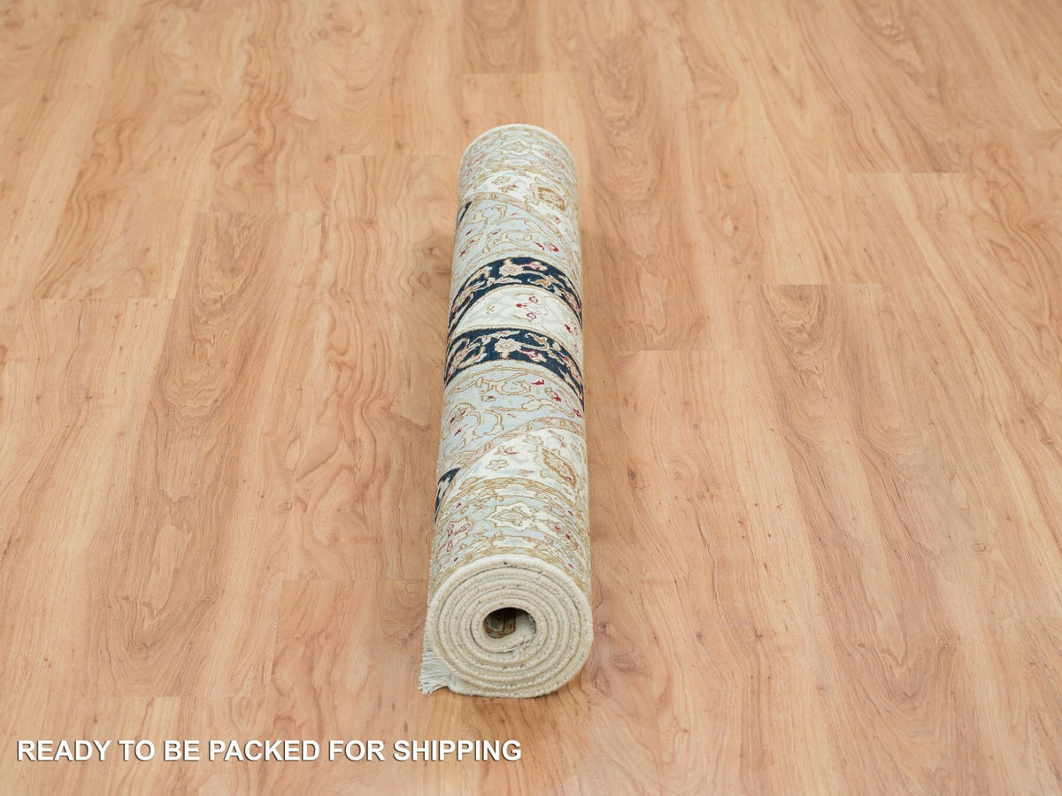 Nain Fine Oriental hand-knotted wool rug in Ivory & Light Blue, 4' x 6'1" — SKU O065308 (view 6)