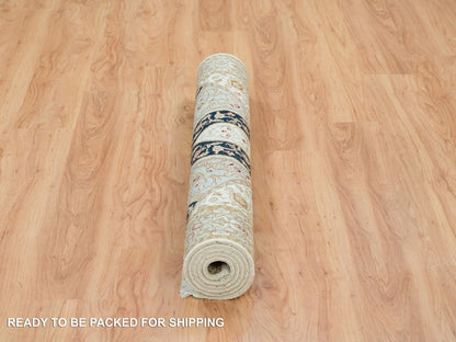 Nain Fine Oriental hand-knotted wool rug in Ivory & Light Blue, 4' x 6'1" — SKU O065308 (view 6)