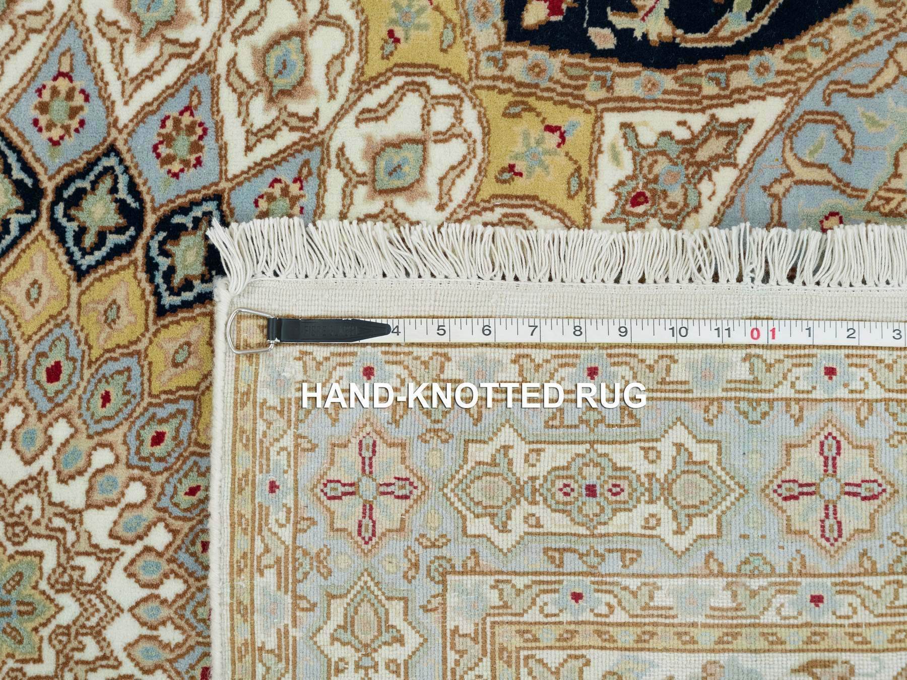 Nain Fine Oriental hand-knotted wool rug in Ivory & Light Blue, 4' x 6'1" — SKU O065308 (view 8)