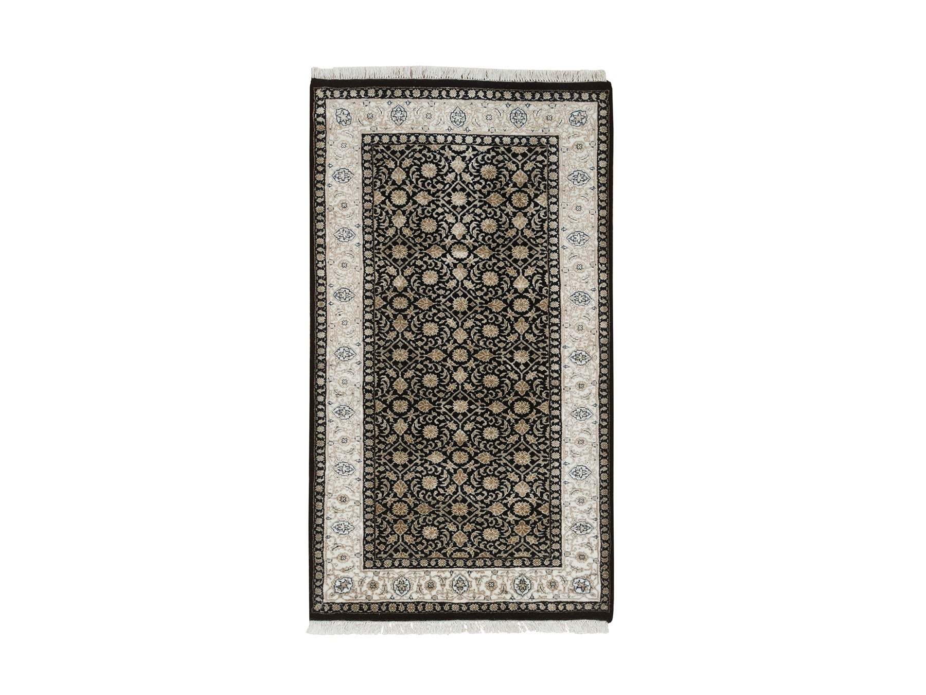 Herati Fine Oriental hand-knotted wool rug in Black & Ivory, 2'5" x 4'7" — SKU O065310