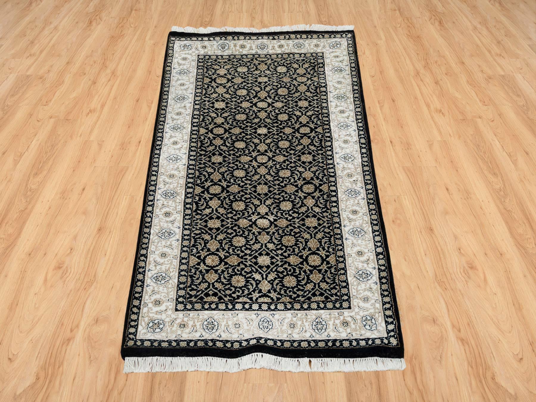Herati Fine Oriental hand-knotted wool rug in Black & Ivory, 2'5" x 4'7" — SKU O065310 (view 2)