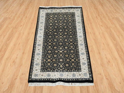Black 2'5" x 4'7" Fine Oriental Hand knotted Wool Rug - Sku: O065310