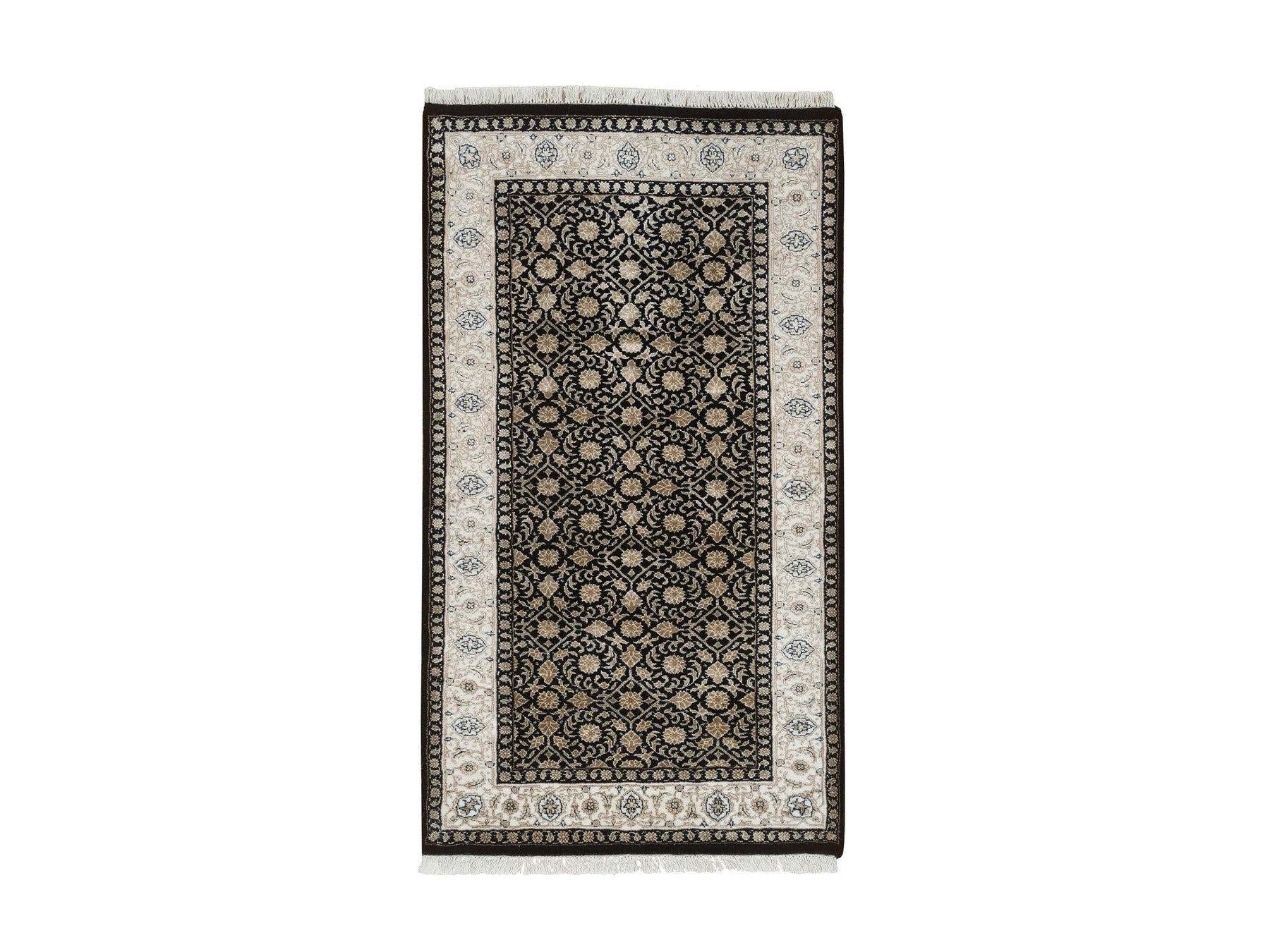 Herati Fine Oriental hand-knotted wool rug in Black & Ivory, 2'4" x 4'7" — SKU O065311