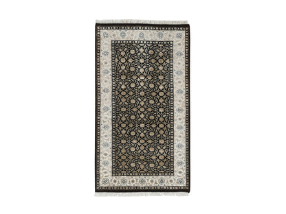 Herati Fine Oriental hand-knotted wool rug in Black & Ivory, 2'4" x 4'7" — SKU O065311