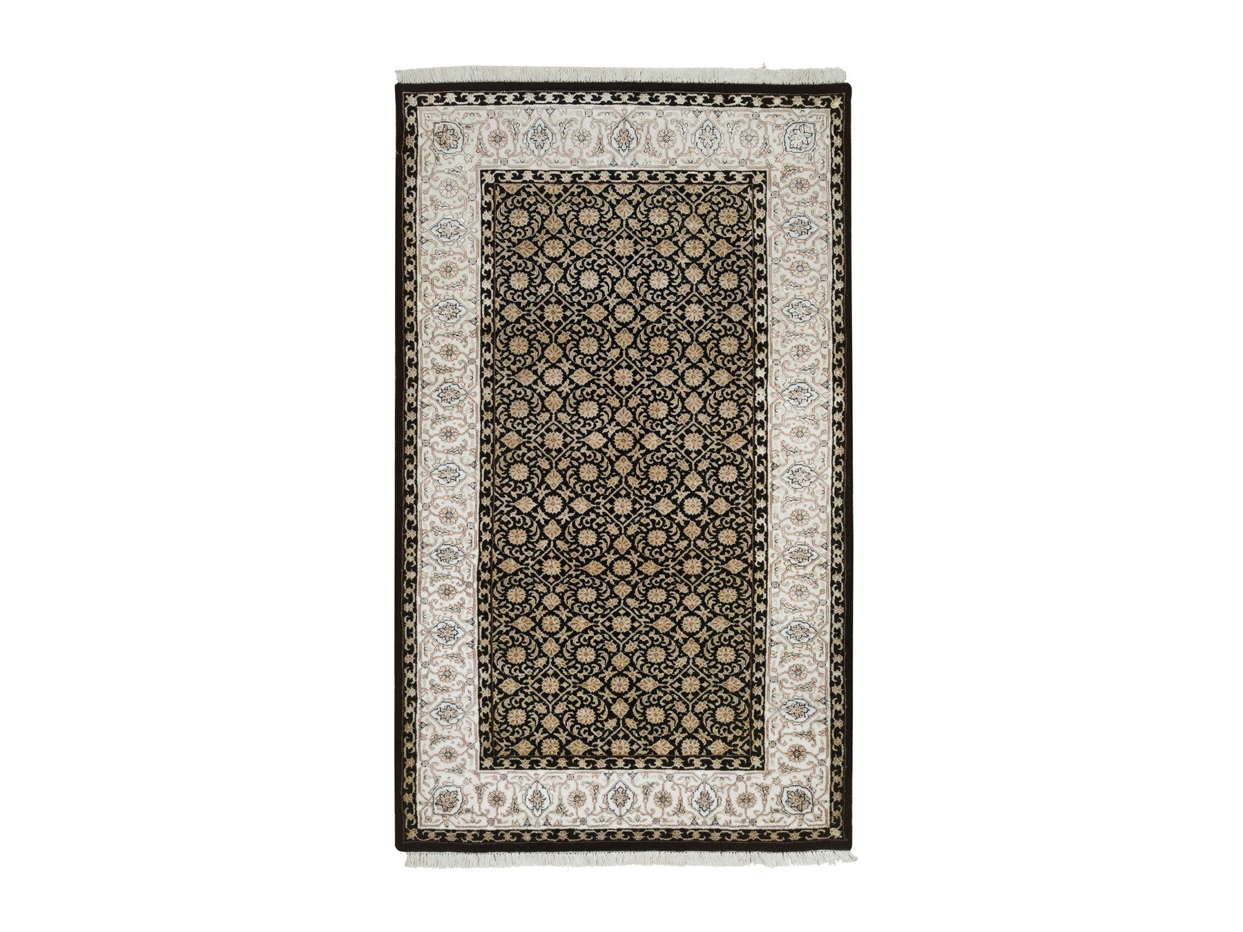 Herati Fine Oriental hand-knotted wool rug in Black & Ivory, 3'1" x 5'5" — SKU O065312