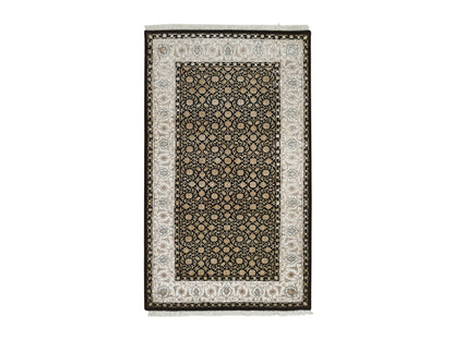 Black 3'1" x 5'5" Fine Oriental Hand knotted Wool Rug - Sku: O065312