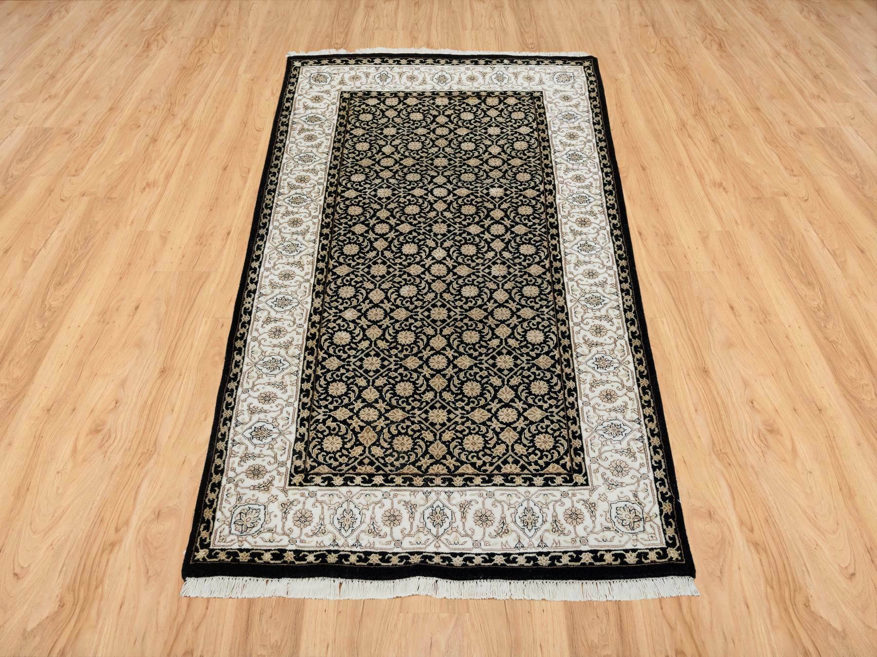 Herati Fine Oriental hand-knotted wool rug in Black & Ivory, 3'1" x 5'5" — SKU O065312 (view 2)