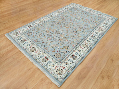 Blue 6'0" x 9'2" Fine Oriental Hand knotted Wool Rug - Sku: O065321