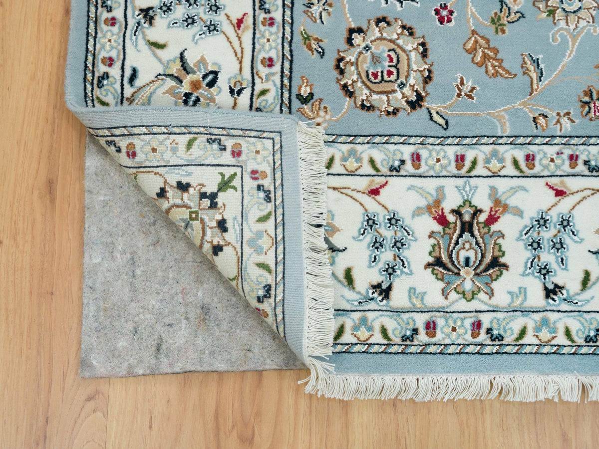 Nain Fine Oriental hand-knotted wool rug in Blue & Ivory, 6' x 9'2" — SKU O065321 (view 4)