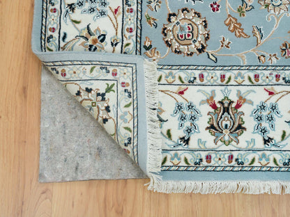 Nain Fine Oriental hand-knotted wool rug in Blue & Ivory, 6' x 9'2" — SKU O065321 (view 4)
