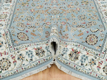 Nain Fine Oriental hand-knotted wool rug in Blue & Ivory, 6' x 9'2" — SKU O065321 (view 5)