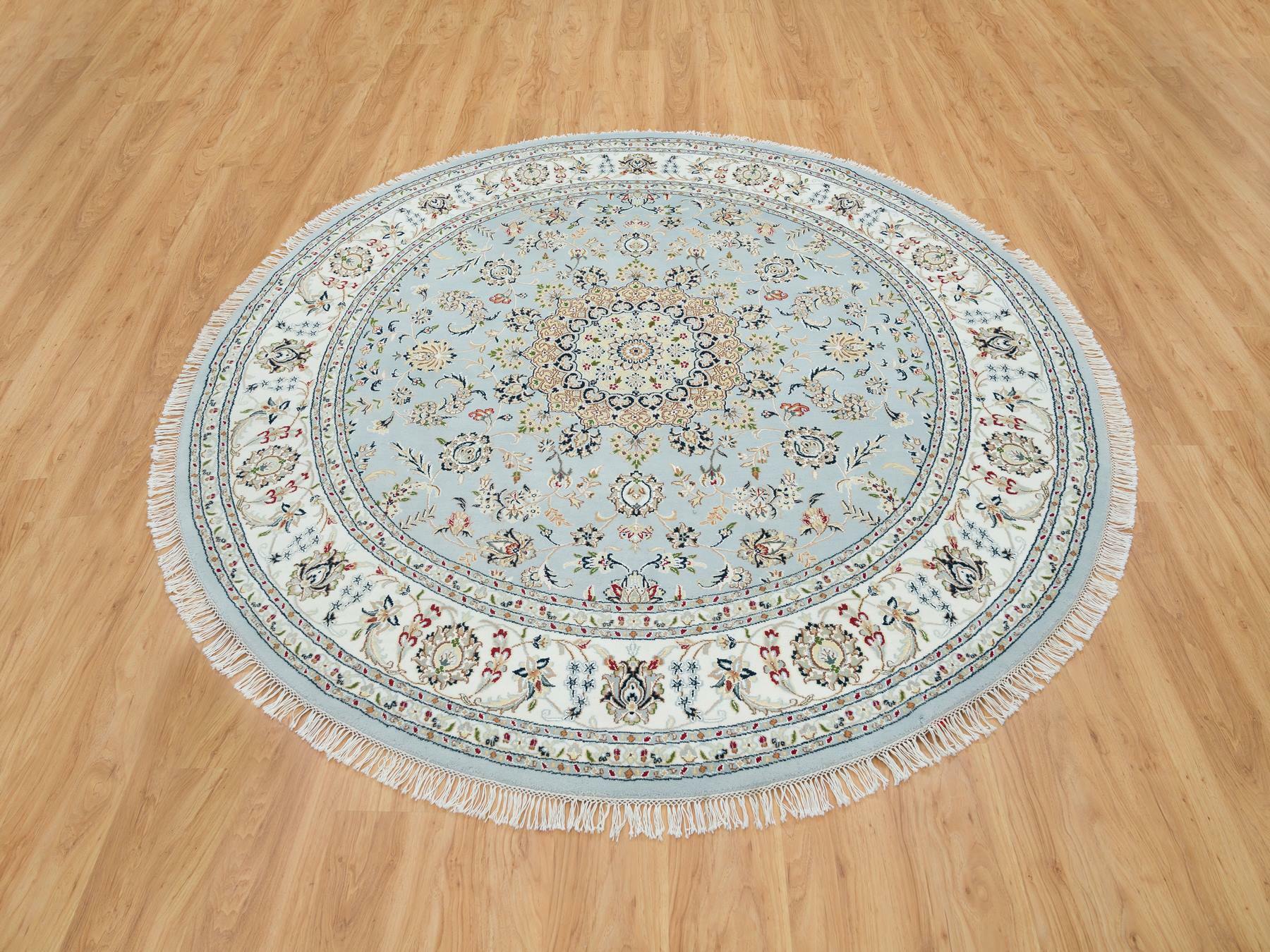 Nain Fine Oriental hand-knotted wool rug in Blue & Ivory, 7'10" x 7'10" — SKU O065330 (view 2)