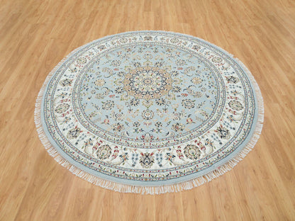 Blue 7'10" x 7'10" Fine Oriental Hand knotted Wool Rug - Sku: O065330