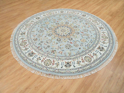 Nain Fine Oriental hand-knotted wool rug in Blue & Ivory, 7'10" x 7'10" — SKU O065330 (view 3)