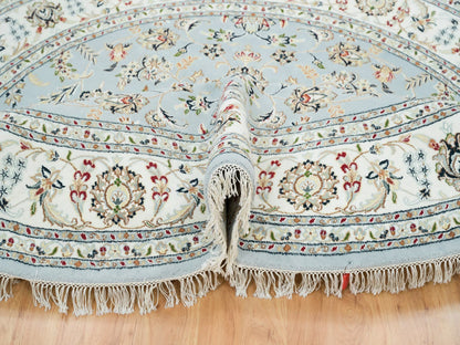 Blue 7'10" x 7'10" Fine Oriental Hand knotted Wool Rug - Sku: O065330