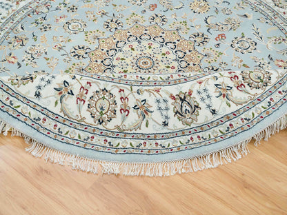 Blue 7'10" x 7'10" Fine Oriental Hand knotted Wool Rug - Sku: O065330