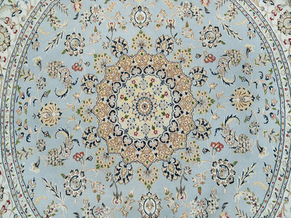 Nain Fine Oriental hand-knotted wool rug in Blue & Ivory, 7'10" x 7'10" — SKU O065330 (view 8)