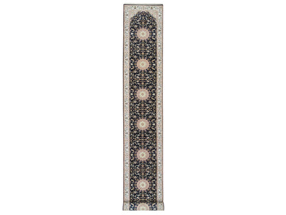 Blue 2'8" x 19'2" Fine Oriental Hand knotted Wool Rug - Sku: O065341