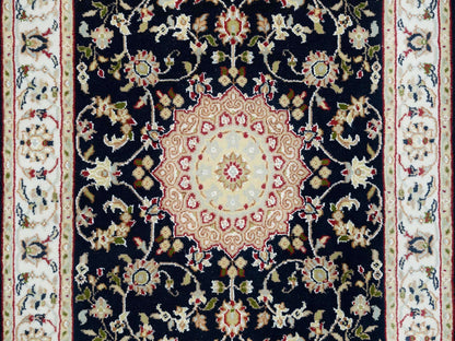 Blue 2'8" x 19'2" Fine Oriental Hand knotted Wool Rug - Sku: O065341