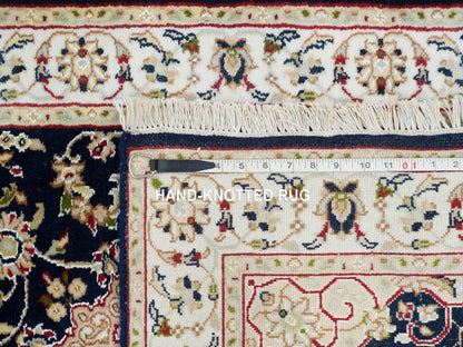 Blue 2'8" x 19'2" Fine Oriental Hand knotted Wool Rug - Sku: O065341